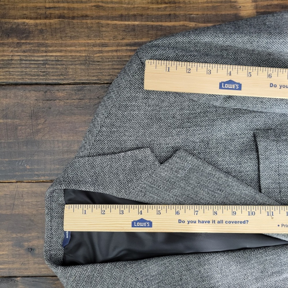 Croft Barrow Men's Tweed Sport Coat Blazer Two Button Gray Herringbone Poly 42R - Picture 4 of 14